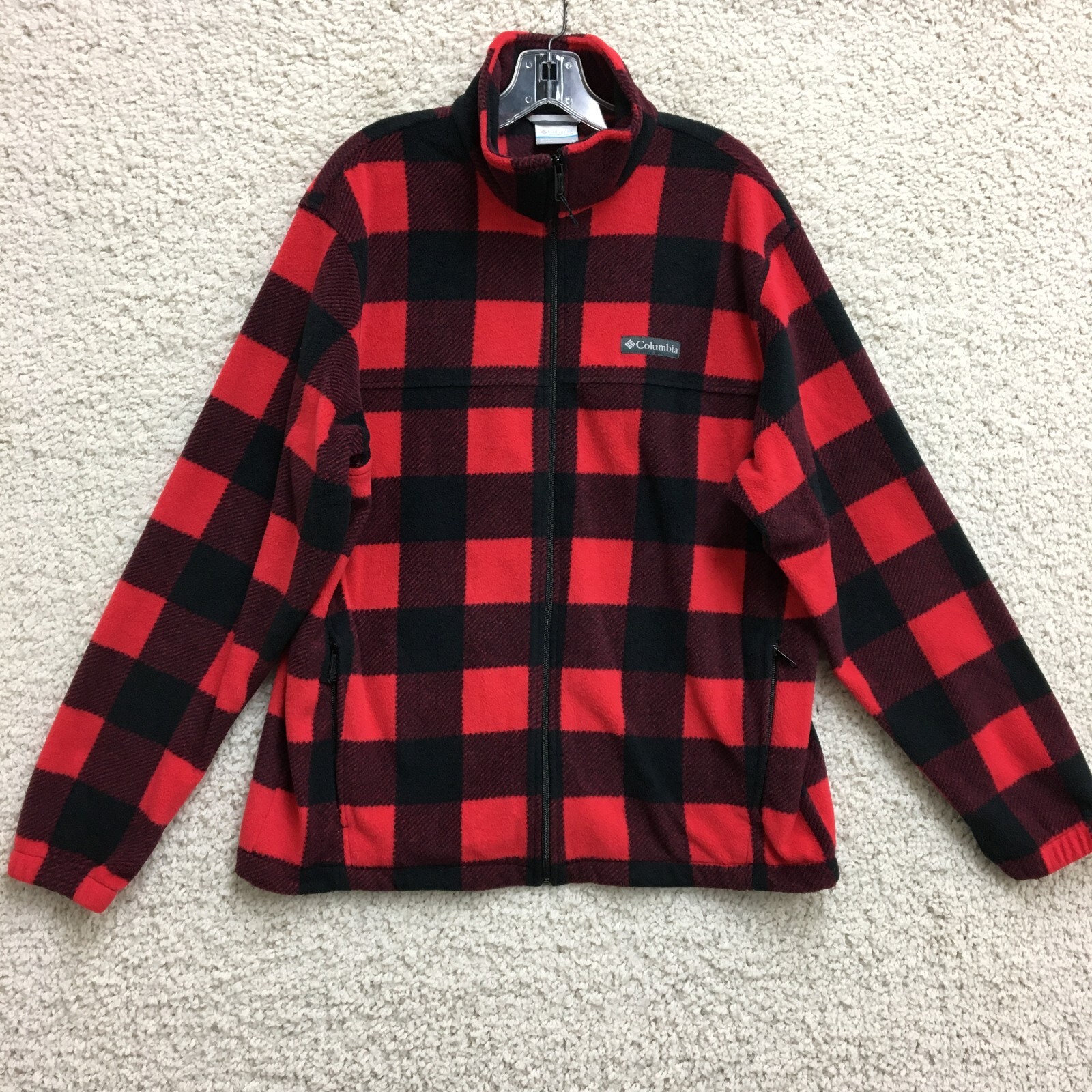 Columbia Steens Mountain Buffalo Check Full Zip Jacket - Large, Red, Mens