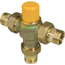 Valvola deviatrice solare termostatica con taratura fissa a 48°C, 1" x 3/4"M