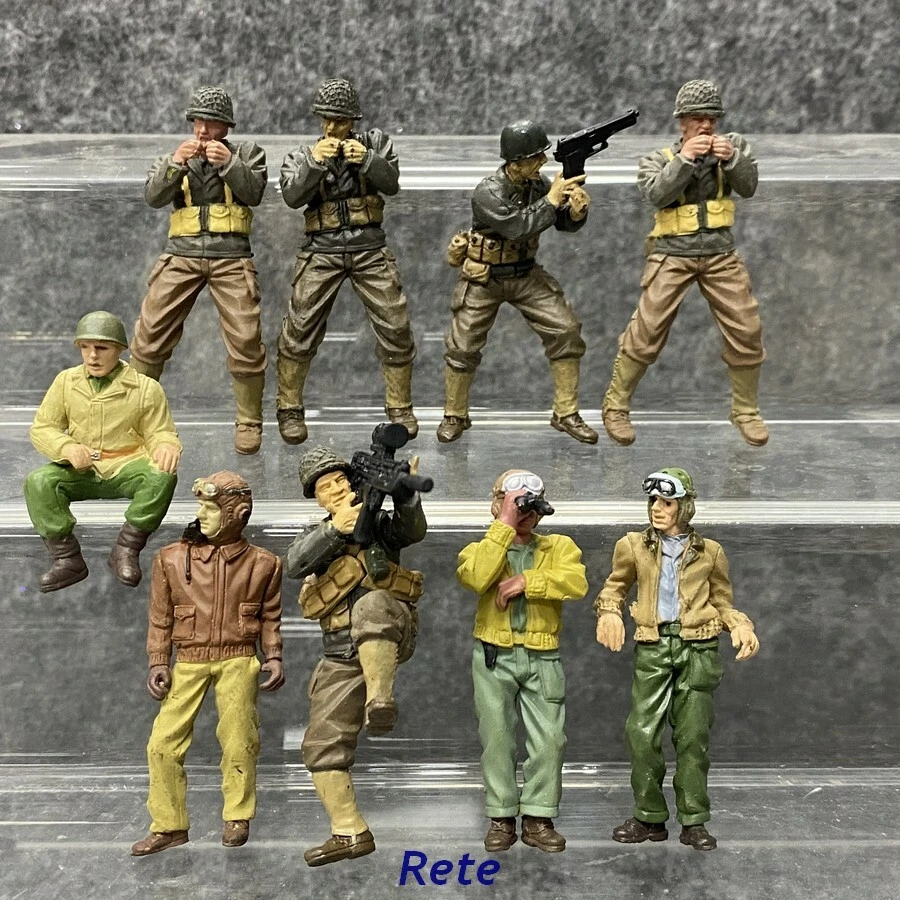 8pcs 2.5'' Forces of Valor WWII German Cavalry US Infantry Soldier Figures - Image 2 of 4