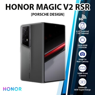 HONOR Magic V2 RSR PORSCHE 5G Android Cell Phone (16GB+1TB/Dual SIM/NEW)