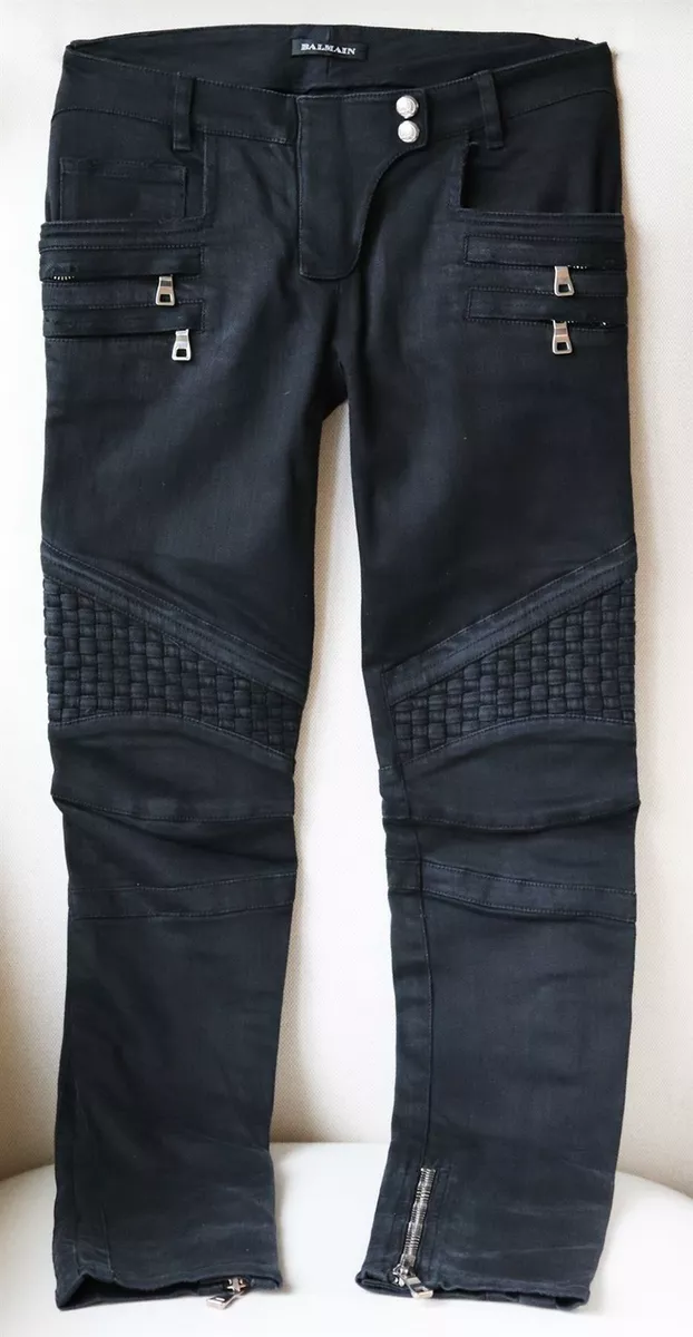 BALMAIN DISTRESSED MOTO LOW RISE SKINNY FR 38 | eBay