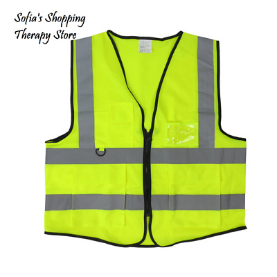 Reflective Safety Vest with Zipper & 5 Pockets Men Women PLUS SZ 4XL