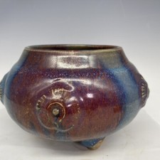 Bruciatore incenso tre piedi 7,1" vecchia dinastia Song porcellana jun forno Fambe fiori