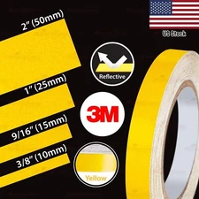 3M YELLOW REFLECTIVE Durable Self-Adhesive Roll Vinyl Tape Stickers 3/8" to 2"