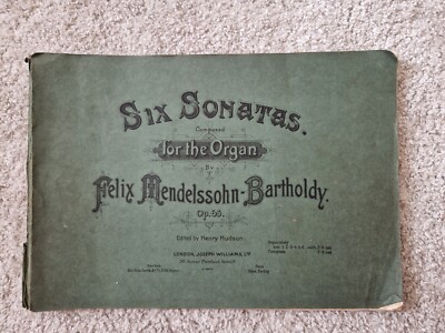 Antike Noten für Orgel Felix mendelssohn-Bartholdy Sechs Sonaten