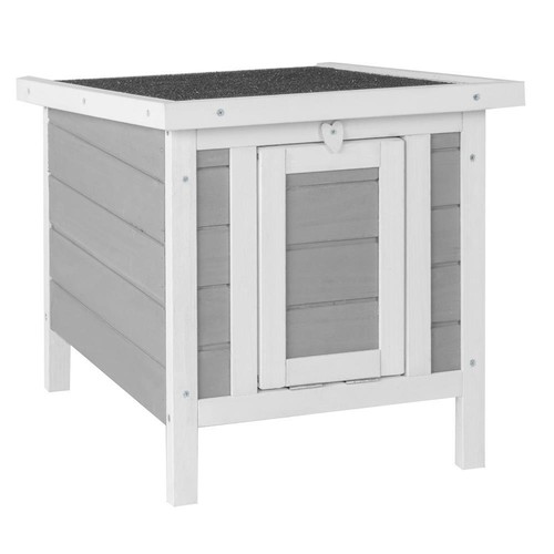 Outdoor Cat House Rabbit Hutch Small Animal Home Shelter Weatherproof Gray - Picture 3 of 9