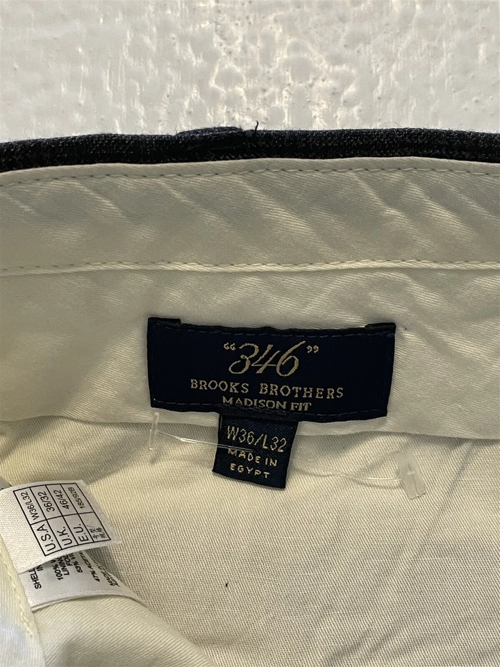 Pantalón Brooks Brothers 346 Madison 36 x 32 100 % lana franela gris cuadros Glen Foto 4 de 4