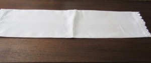 ANTIQUE HUCK LINEN SHOW TOWEL CROCHET BORDER