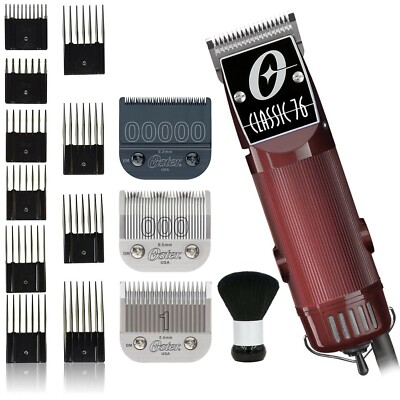 OSTER Classic 76 Clipper with 00000 Blade, 10 Guide Set & Neck Duster
