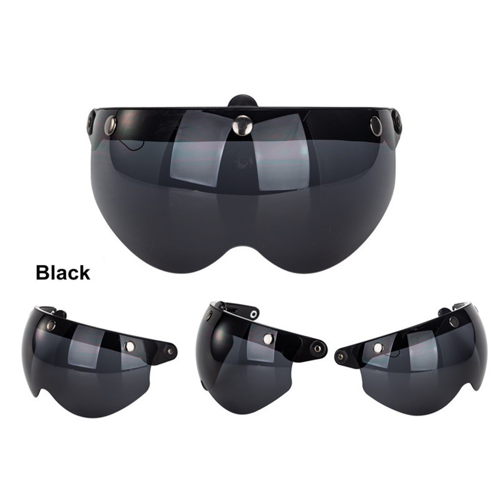Universal 3 Snap Retro Helmet Visor Windproof Sun Shield Half Face Motorcycle He
