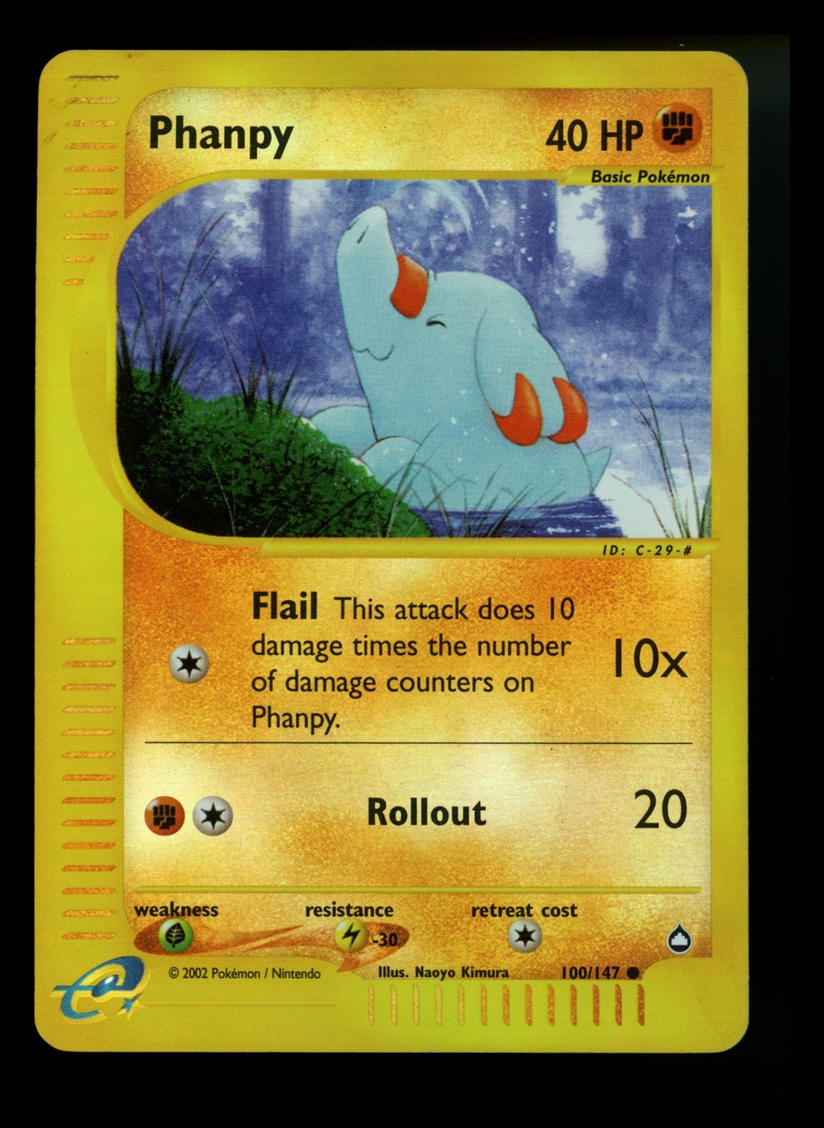 #2 Phanpy 100/147 Aquapolis 2002 Reverse Holo e-Series Pokémon Card TCG