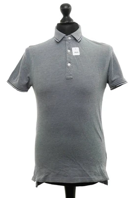 Tommy Hilfiger Herren Poloshirt Polohemd S grau blaugrau Slim Fit Kurzarm Piqué - Bild 1 von 4