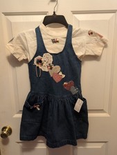 New Girls Denim Heart Jumper Hand Crafted 5 To 6x