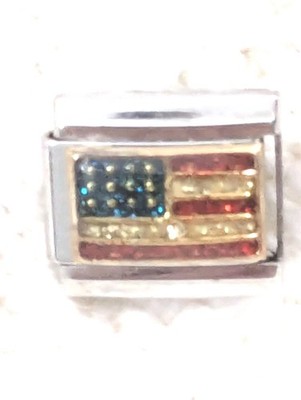 Authentic Inigma American USA Flag Italian Charm  9mm Classic Link G89