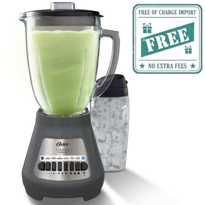 Oster Party Blender 700W 8-Cup Glass Jar with 20oz Blend-N-Go Cup SilverSmoothie