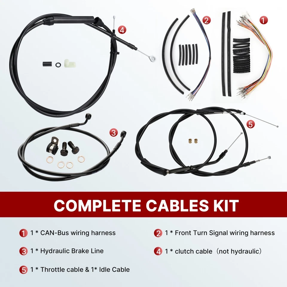 Sportster Brake Line Clutch Cable for 07-13 Harley XL 883 no ABS with 14 in Bar - Imagen 3 de 4