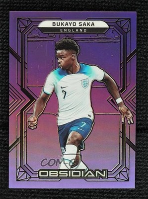 2022-23 Panini Obsidian Electric Etch Purple Flood 13/25 Bukayo Saka #129 04cw