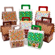 24Pcs Christmas Kraft Gift Boxes, Candy House Shape Treat Boxes with Handle X...