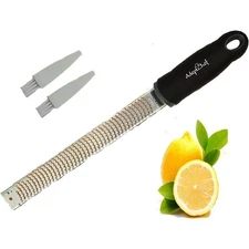 Stainless Steel Lemon Zester and Cheese Grater for Parmesan Lemon Ginger Garlic
