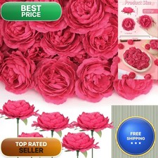 Thiccywoov 100 Pcs Long Stem Artificial Fake Roses Flowers, Hot Pink