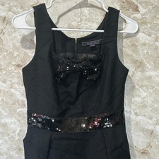 Forever 21 Black Sleeveless Party Dress with Sequin Bow and Belt S/P
