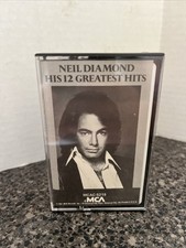 EX Neil Diamond His 12 Greatest Hits Cassette, 1980, MCA MCAC-1489