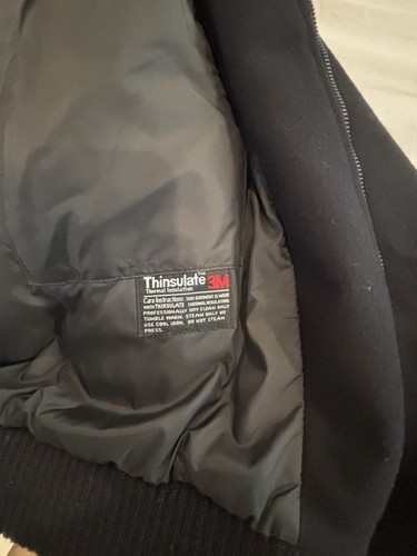 Vintage Pendleton Wool Bomber Jacket Men’s Xl Black Thinsulate 3m - Picture 3 of 7