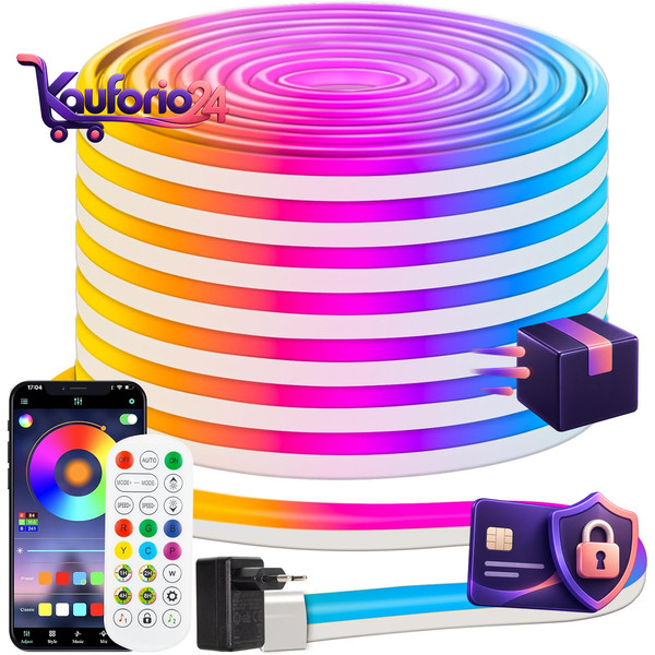 RGB Neon LED Strip 15M Mit App Und Fernbedienung Beleuchtung Deko-image