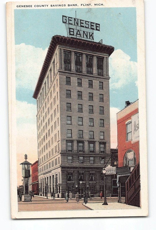 Flint Michigan MI Postcard 1915-1930 Genesee County Savings Bank