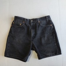 Vtg 90s Levis 505 Denim Shorts Mens 34 Black Regular Fit Bermuda Cotton Tag 36