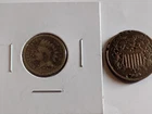 1863 INDIAN HEAD CENT  + 1864 2 Cent Piece,Both For One Money