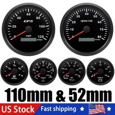 6 Gauge Set 110mm Boat Car Gps Speedometer 120mph Tacho52mm Temp Fuel Oil Volt