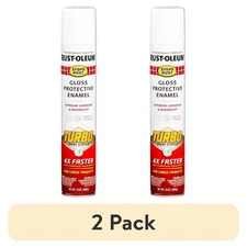 (2 pack)White,Rust-Oleum Stops Rust Gloss Turbo Enamel Spray Paint -334133,24 oz