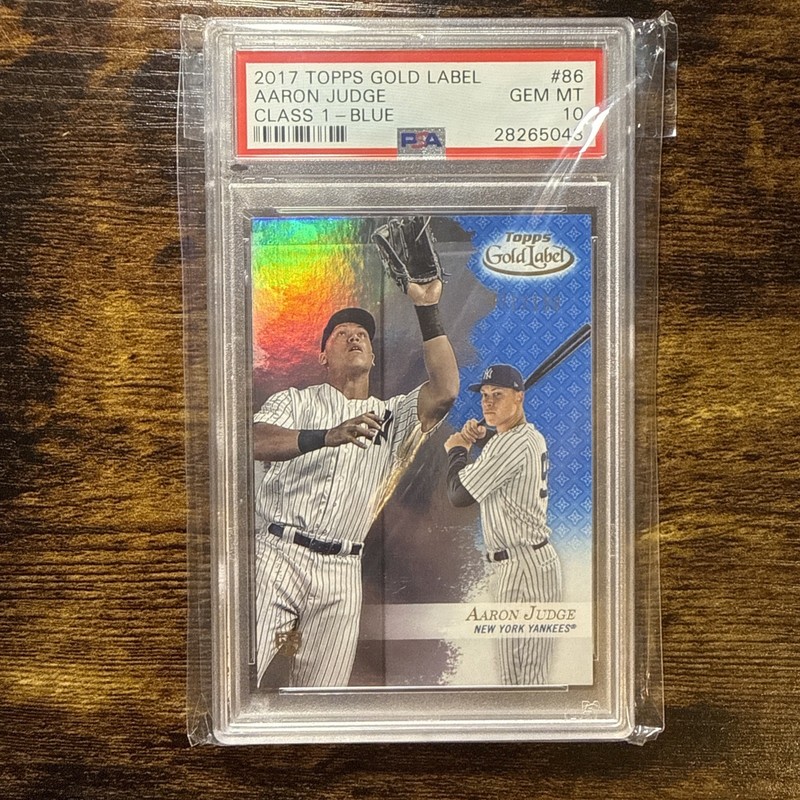 2017 TOPPS GOLD LABEL AARON JUDGE ROOKIE CLASS 1 BLUE /150 #86 PSA 10