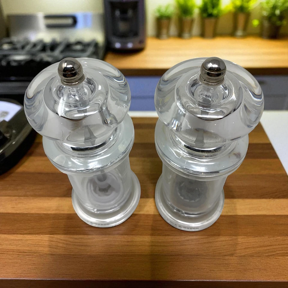 Juego de molinillo de sal y pimienta Cole and Mason England acrílico transparente Lucite Foto 4 de 4