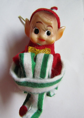 Vintage Christmas Knee Hugger Pixie Elf Japan  Ornament