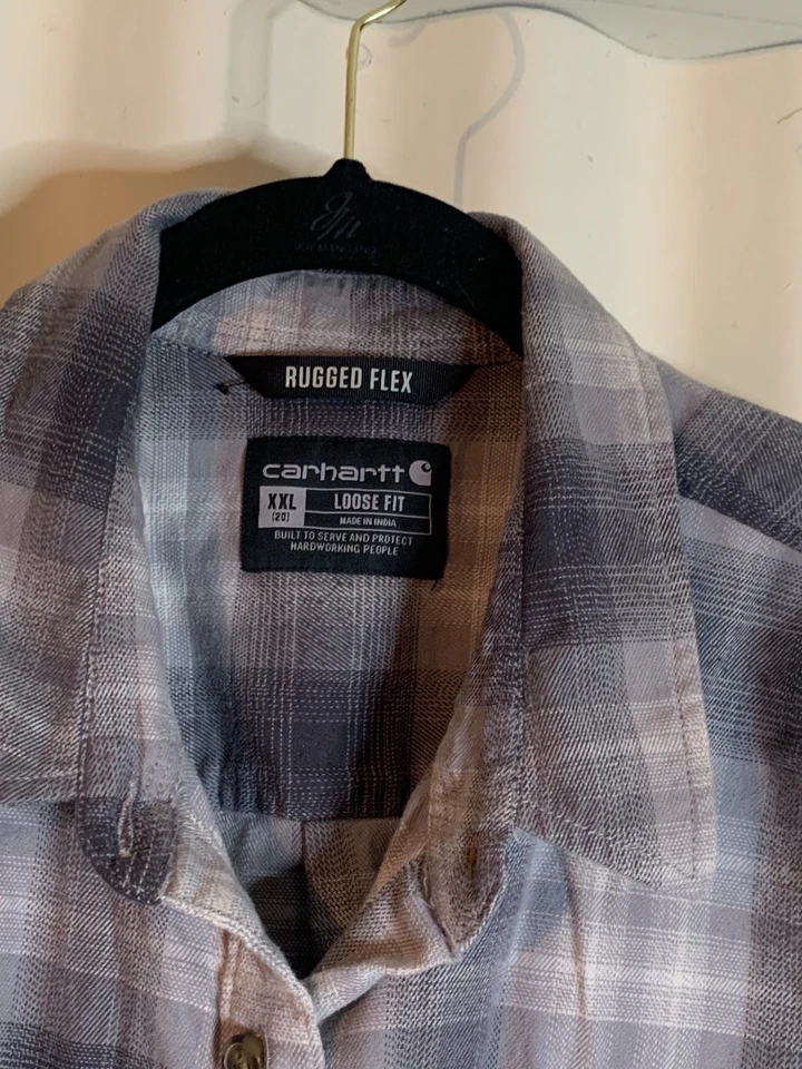 Carhartt Women’s 2XL Rugged Flex Loose Fit Long Sleeve Flannel Shirt Gray - Image 3 of 4