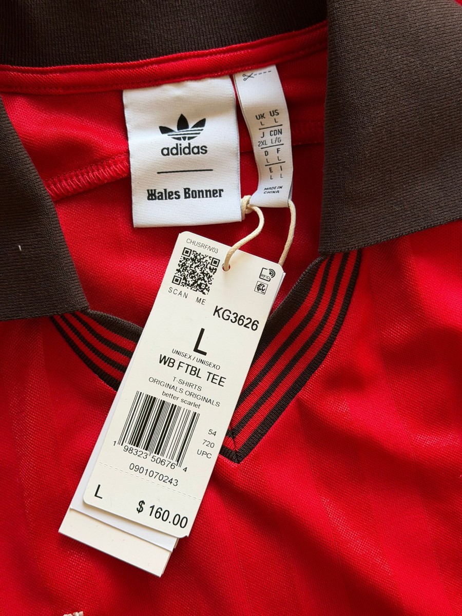 Adidas x Wales Bonner Football Jersey - Size Large - Red - KG3626