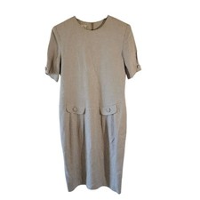 VTG Talbots X Donna Ricco Gray Houndstooth Sheath Dress Sz 8 Office Career USA