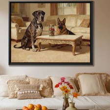 Great Dane Dog Oil Painting Canvas Print German Shepherd Wall Art Decor