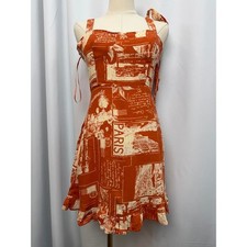NWT! Urban Outfitters Jolene Postcard Print Linen Mini Dress SMALL