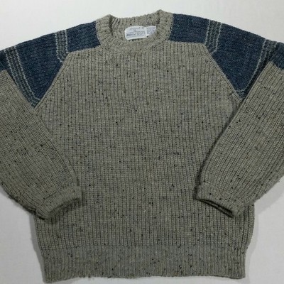 M 80s Andrew Scott Gray Oatmeal Knit Sweater Vintage