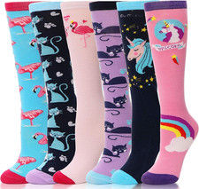 Kids Girls Knee High Socks Long Boot Crazy Silly Fun Gift Cute Tall Animal Socks