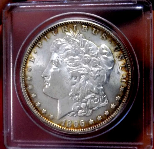 MORGAN SILVER DOLLAR 1896 GEM BU TONED MS++++++ ORIGINAL HIGH GRADE PQ