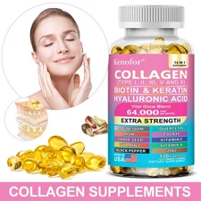 Collagen Supplements Balance Skin Nail Hair Joint Health Vitamins 30-120 Softgel