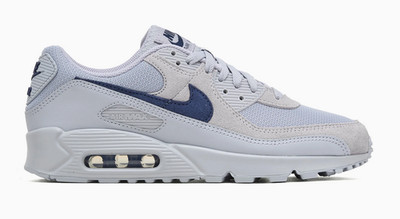 New Mens Nike Air Max 90 Wolf Grey Midnight Navy Blue