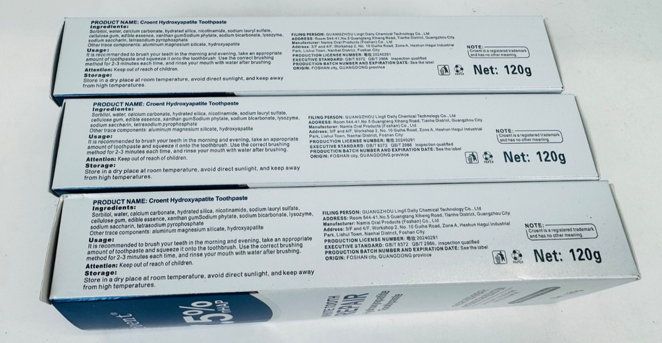 7 Pack Croent 7.5% nHAP White Tooth Repair Hydroxyapatite Toothpaste 2/ ...