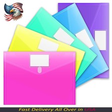 5 Pack File Folders, Clear Poly Envelopes Plastic Folders, Folder for Documents