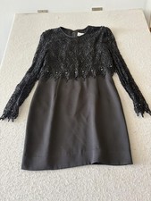 Cattiva Dress Womens 8 Black Lace Overlay Long Sleeve Shift Party Cocktail