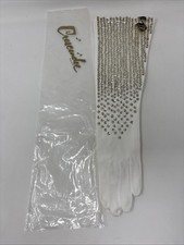 NOS Crescendoe White Beaded Sequined Elbow Opera gloves size 6.5 Theater Costume